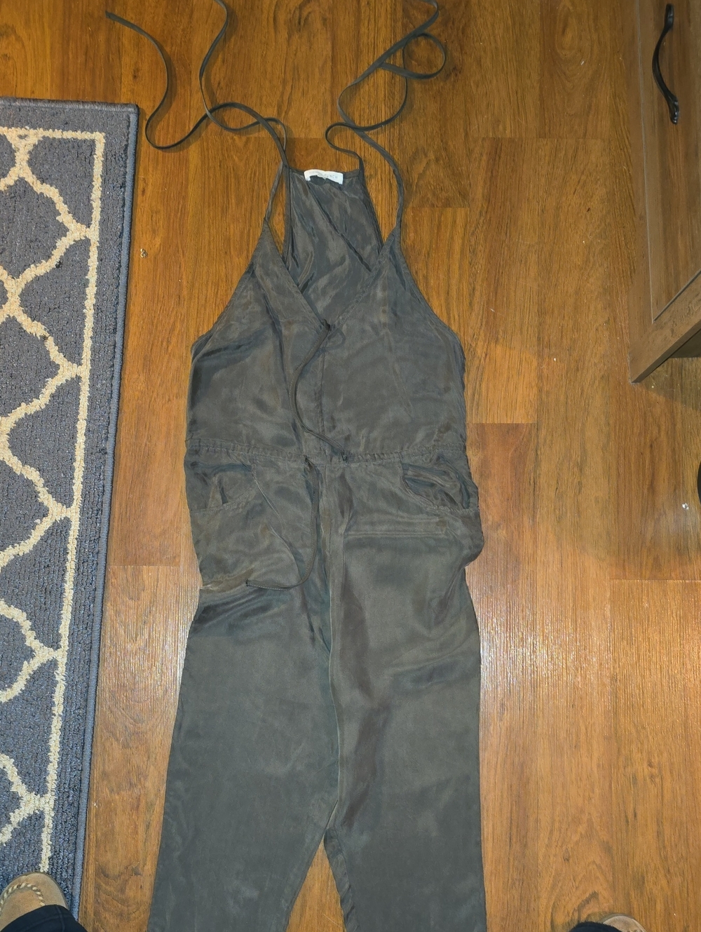 Honey Punch Olive Halter Utility Jumpsuit